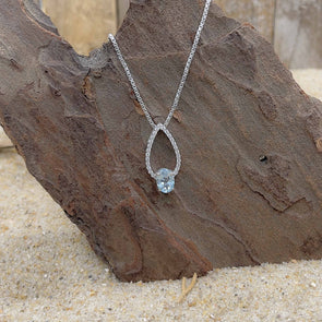 Oval Teardrop CZ with Topaz Necklace