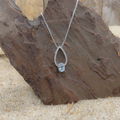 Oval Teardrop CZ with Topaz Necklace