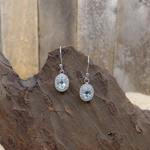 Blue Topaz Oval Earrings