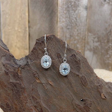 Blue Topaz Oval Earrings