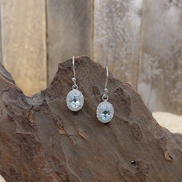 Blue Topaz Oval Earrings