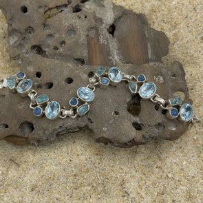 Oval Topaz & Raw Gemstone Bracelet
