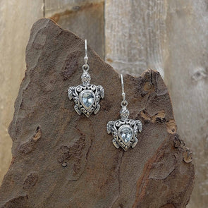 Turtle Teardrop Filigree Earrings
