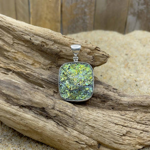 Lime Green Druzy Square Pendant