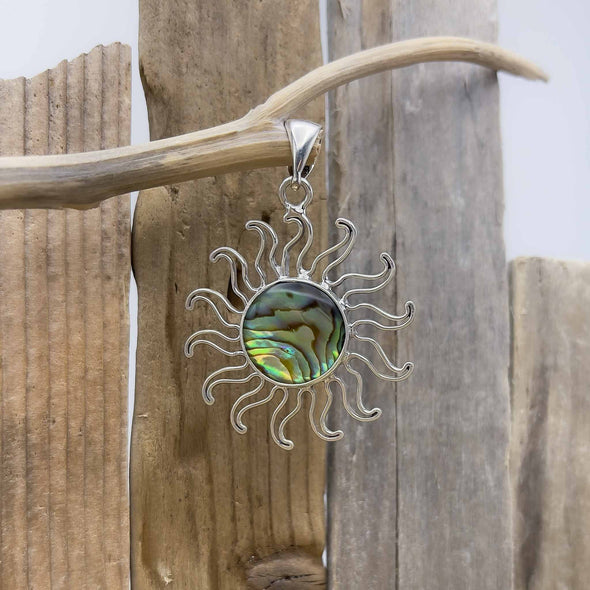 Green Abalone Sunburst Pendant