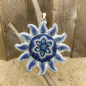 Artisan Handset Blue Crystals Sun Pendant