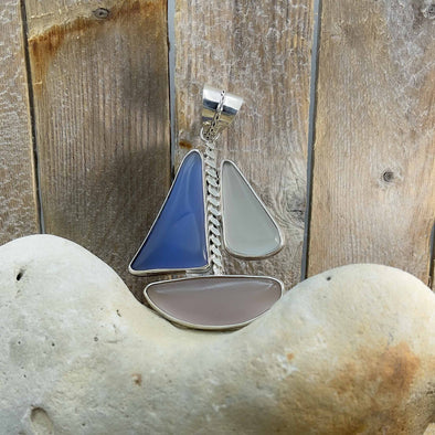 Sailboat Sea Glass Artisan Pendant