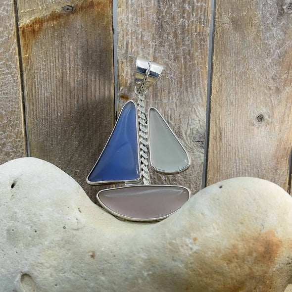 Sailboat Sea Glass Artisan Pendant