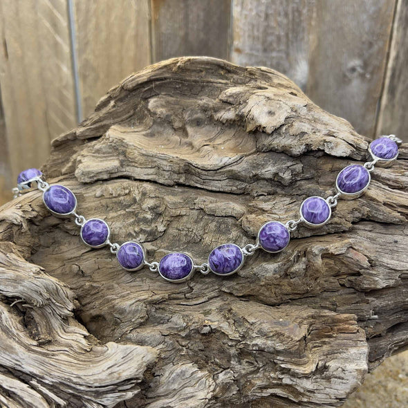 Charoite Oval & Circle Bracelet