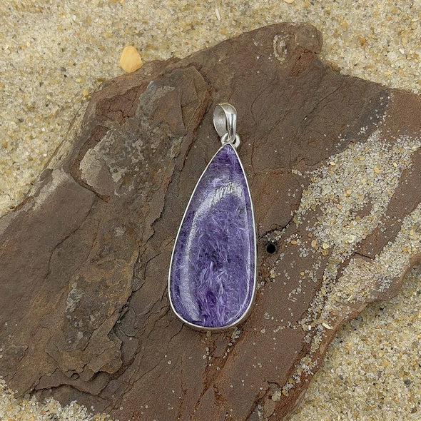 Long Oval Charoite Pendant