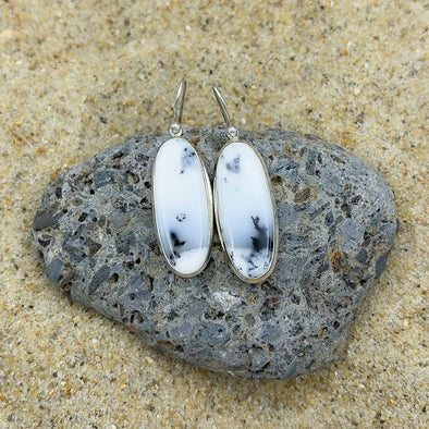 Dendritic Agate Oval Earrings