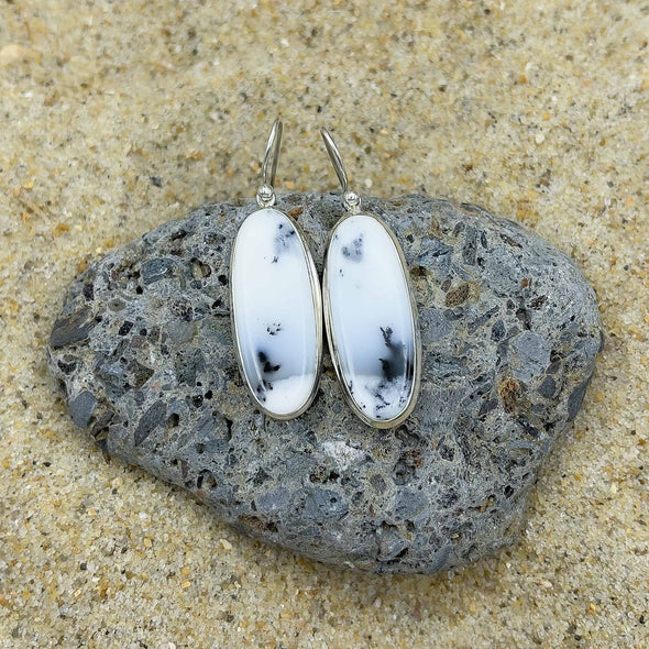 Dendritic Agate Oval Earrings