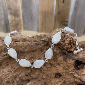 White Druzy Quartz Ovals Bracelet