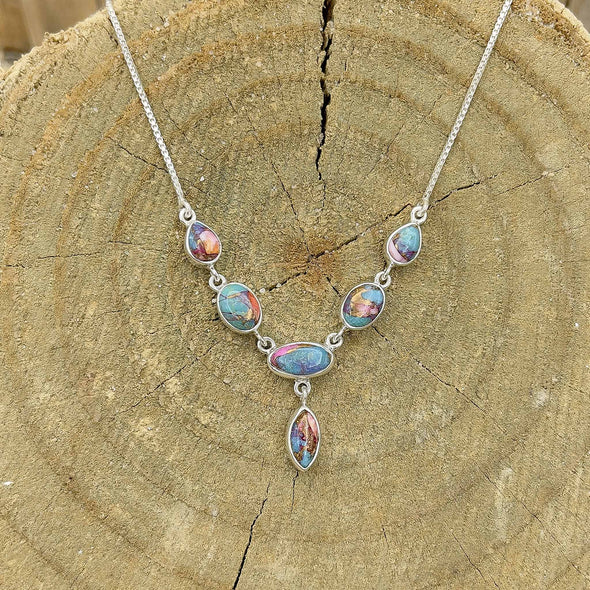 Pink Oyster & Turquoise Necklace