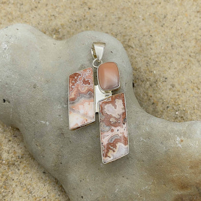 Rhodochrosite Modern Bar Pendant