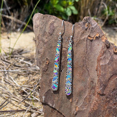 Artisan Multicolor Crystal Skinny Drop Earrings