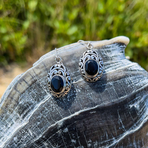 Faceted Onyx Gemstone Earrings