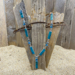 Shattuckite & Blue Topaz Bar Necklace