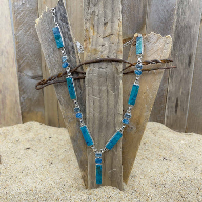 Shattuckite & Blue Topaz Bar Necklace