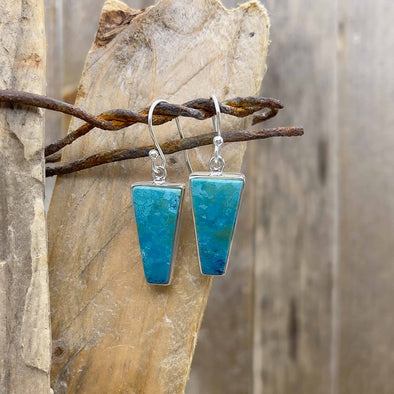 Shattuckite Triangle Earrings