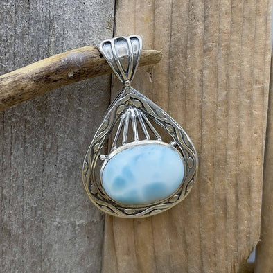 Larimar & Sterling Oval Artisan Pendant