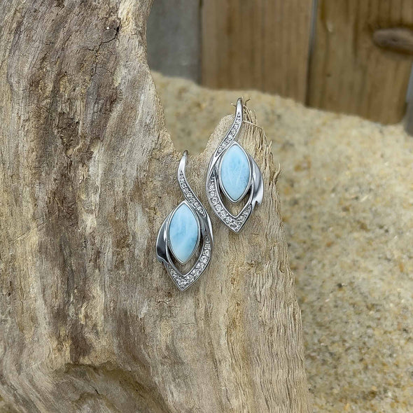 Alamea Larimar Fish Hook Earrings