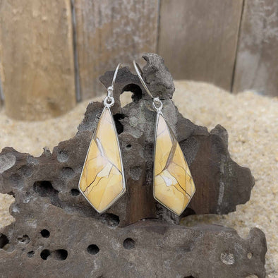 Brecciated Mookaite Elongated Diamond Earrings
