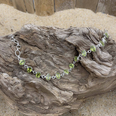 Peridot Oval and Teardrop Bracelet