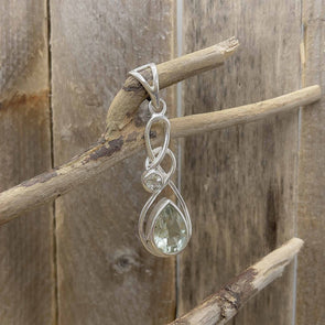 Twisted Teardrop Green Amethyst Pendant