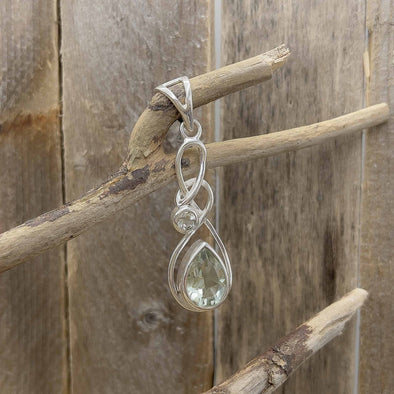 Twisted Teardrop Green Amethyst Pendant