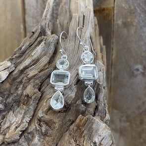 Green Amethyst Triple Dangle Earrings