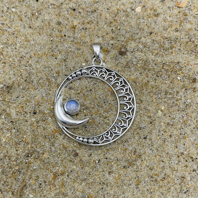 Moonstone Moon Pendant