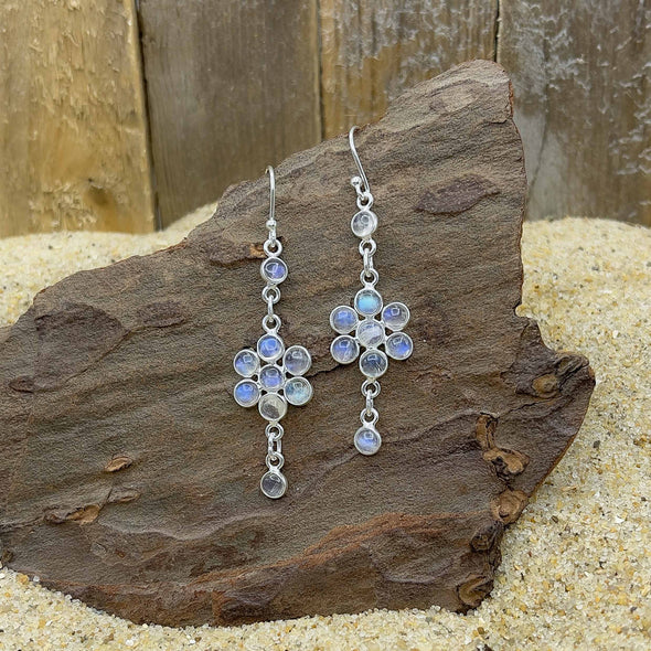 Moonstone Daisy Dangle Earrings