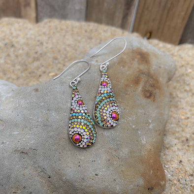 Artisan Handset Crystals Teardrop Earrings