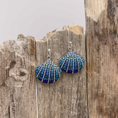 Artisan Blue Crystal Shell Earrings