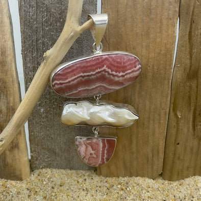 Rhodochrosite Triple Pendant