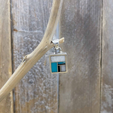 Petite Inlaid Square Artisan Pendant