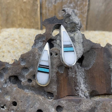 Inlaid Teardrop Artisan Earrings