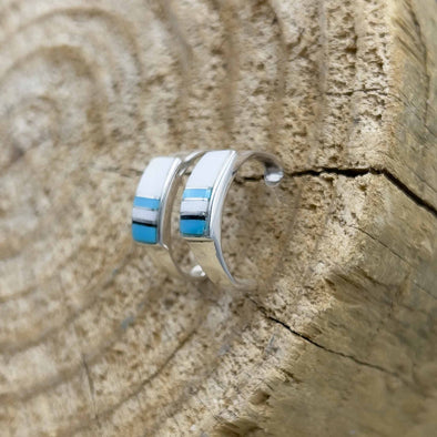 Inlaid Half Hoop Earrings