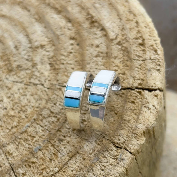 Inlaid Half Hoop Earrings