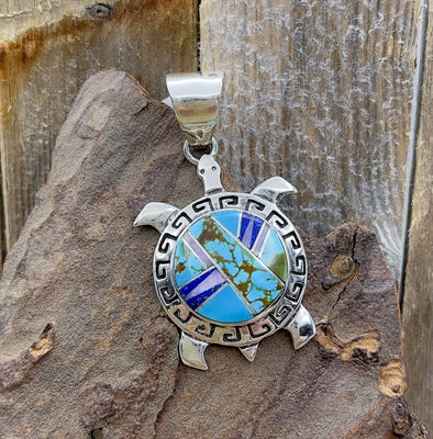 Native American Inlay Turtle Pendant