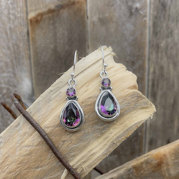 Mystic Topaz Teardrop Dangle Earrings