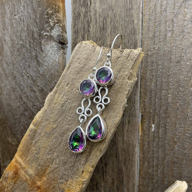 Mystic Topaz Dangle Filigree Earrings