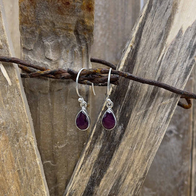 Ruby Teardrop Dangle Earrings