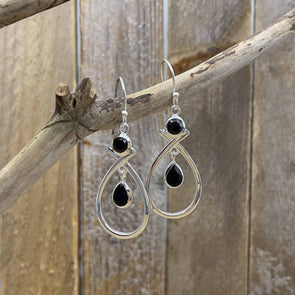 Teardrop Dangle Onyx Earrings