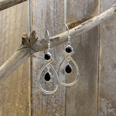 Teardrop Dangle Onyx Earrings