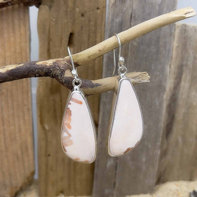 Pink Scolecite Organic Oval Earrings