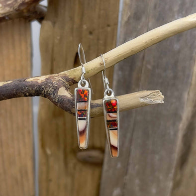 Agate and Fire Opal Earrings