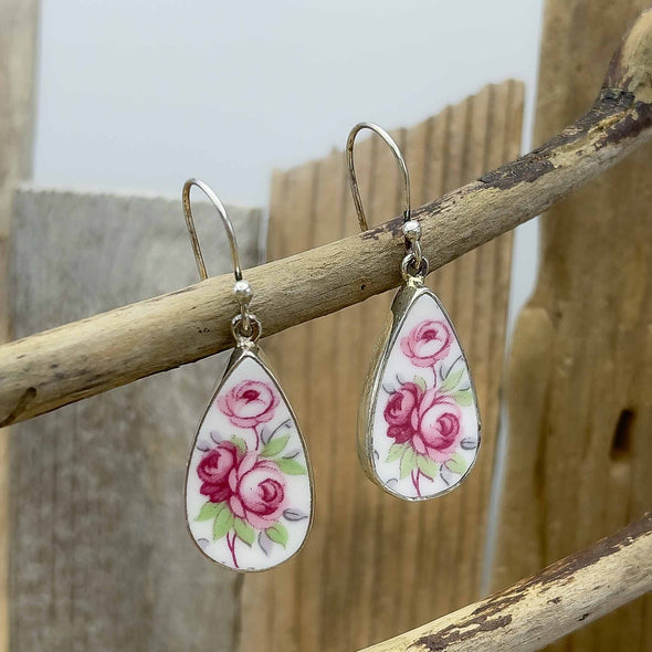 Recycled Porcelain Dangle Earrings