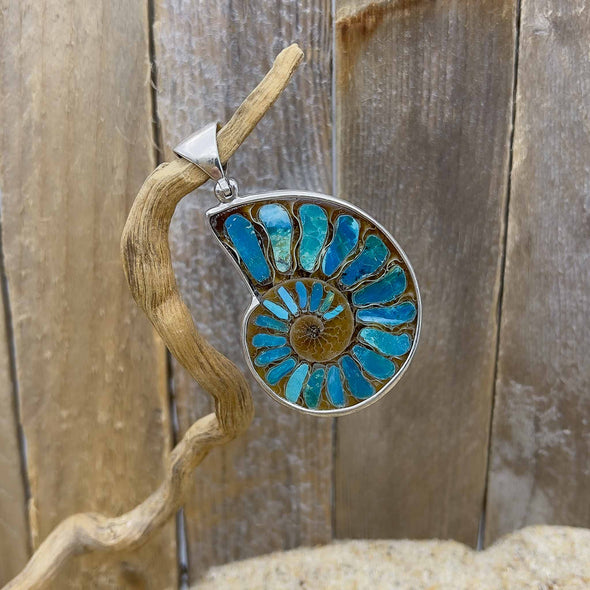 Ammonite with Peruvian Opal Pendant